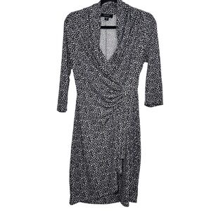 Karen Kane Dress Leopard Cheetah Print Faux Wrap Dress Cocktail Party Womens M